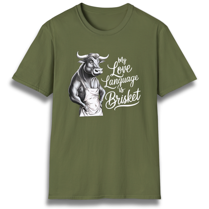 T-shirt with a bull that says "My Love Language Is Brisket"