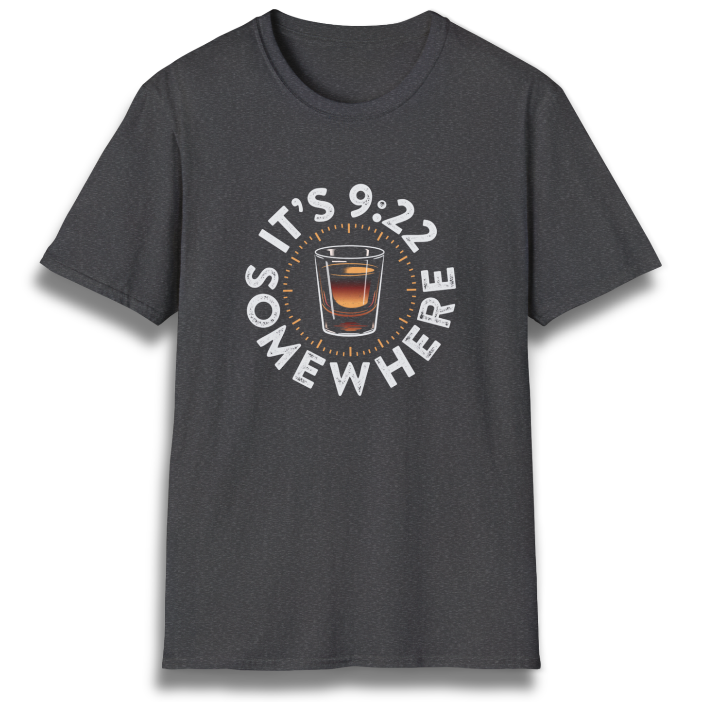 A T-shirt with the phrase "It's 9:22 somewhere" and a shot glass.