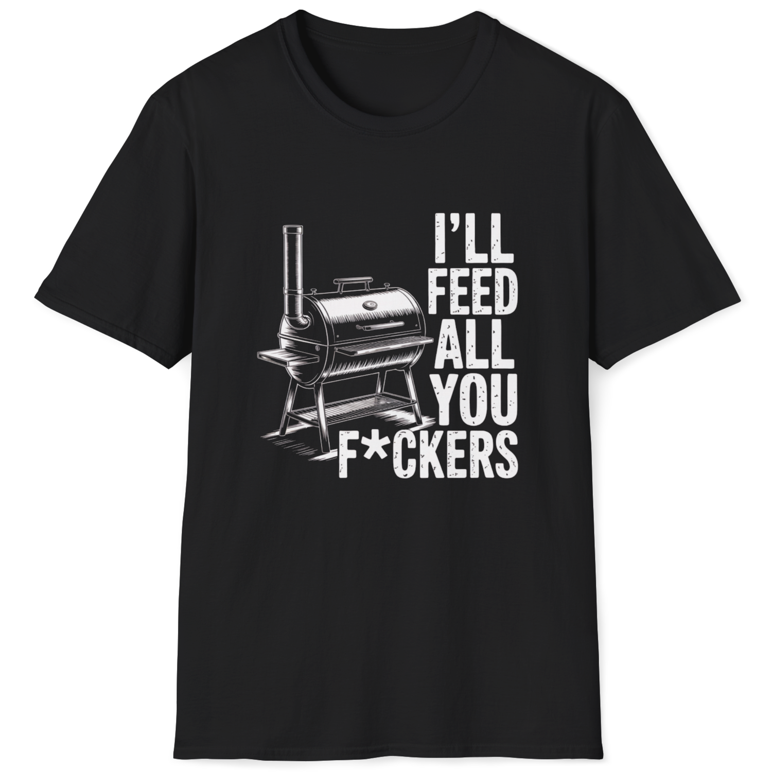 Black tshirt with bbq grill and saying