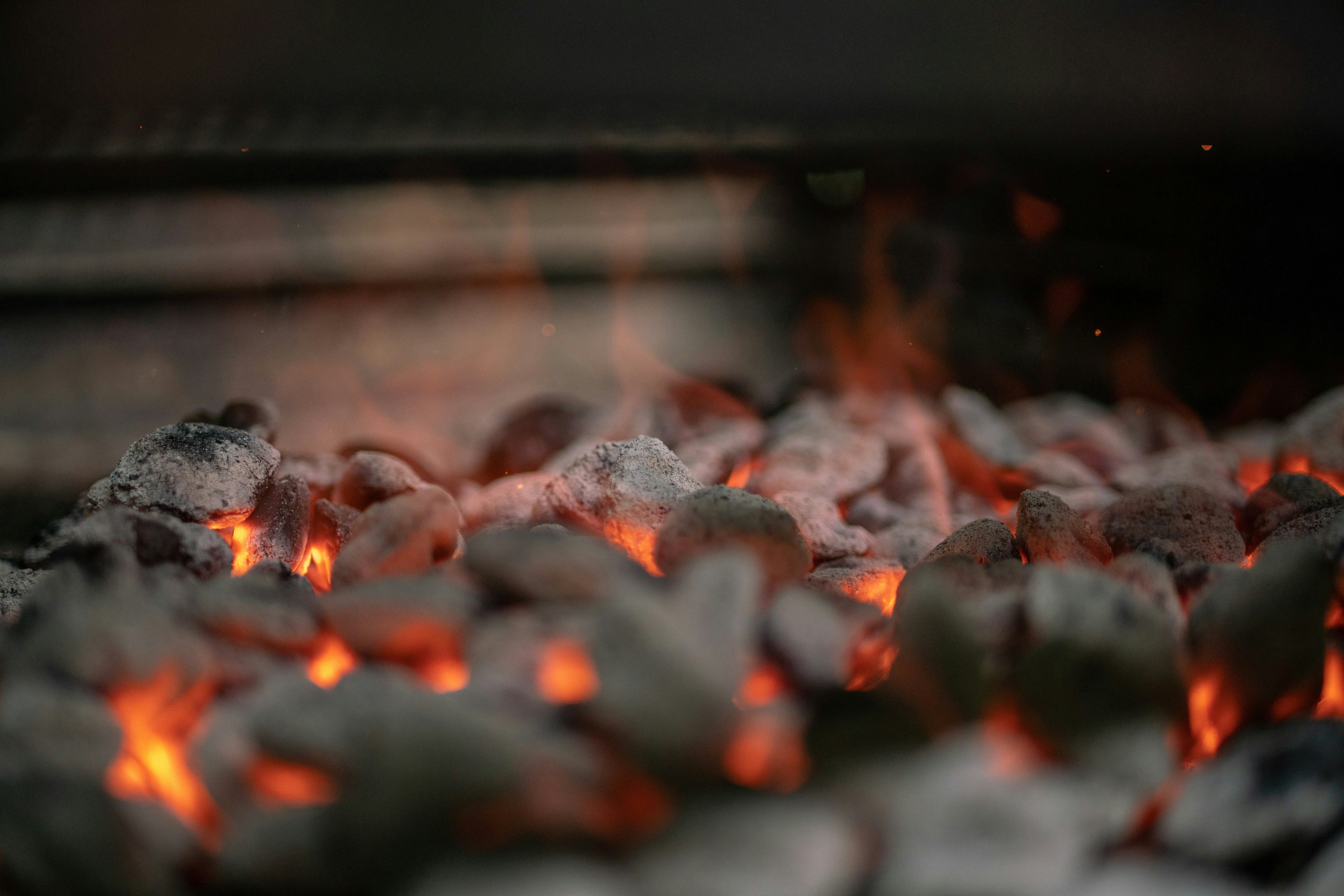 Lit Charcoal in Grill